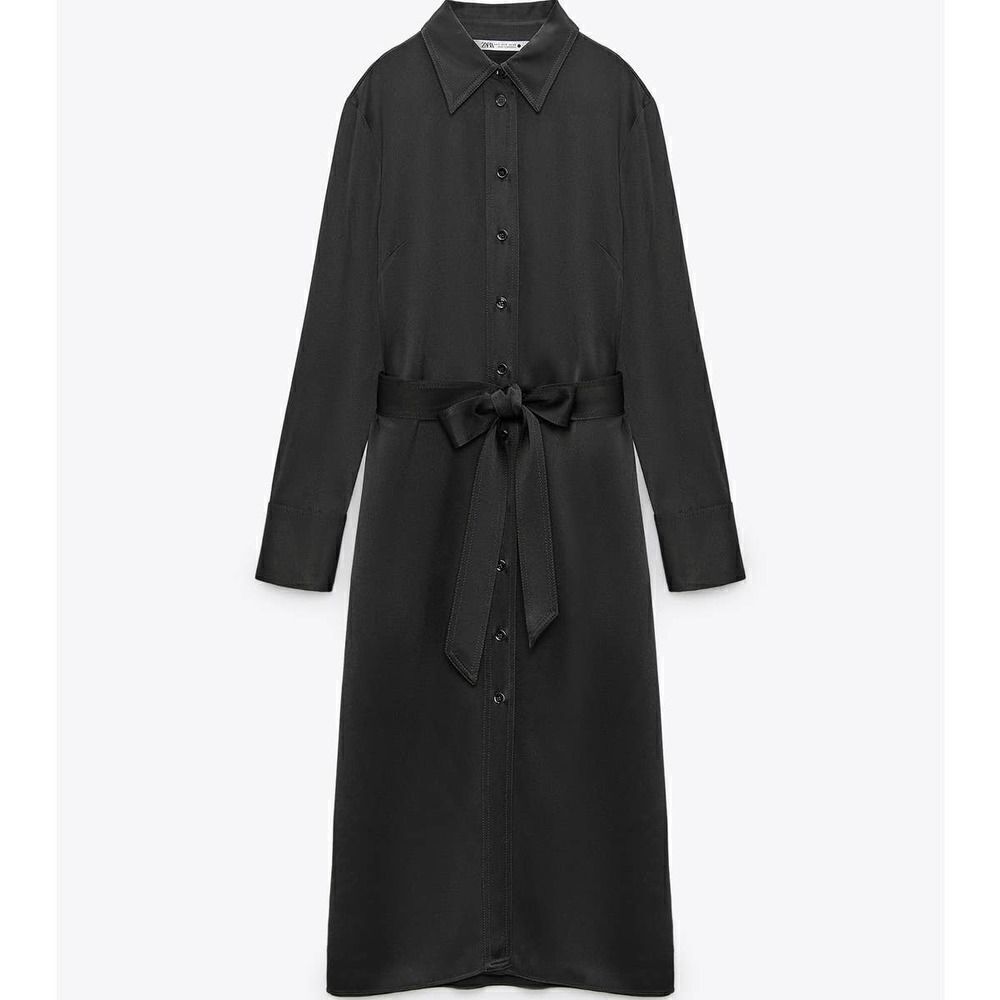 ZARA SATIN EFFECT SHIRT DRESS NEW VISCOSE - Picture 3 of 5
